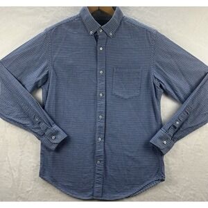 Banana Republic Luxe Flannel Slim Fit Button Down Shirt Mens Size S Blue Gingham